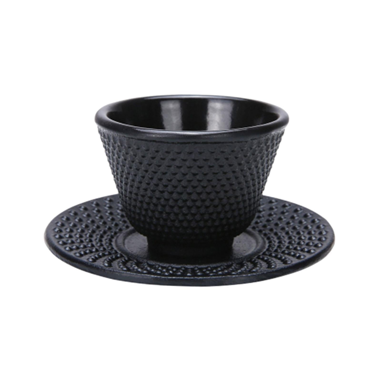 Bothyi - Tazas De Té De Hierro Fundido Set Delicada Taza De Té Creativa De Té Taza De Té Con Platillo Redondo