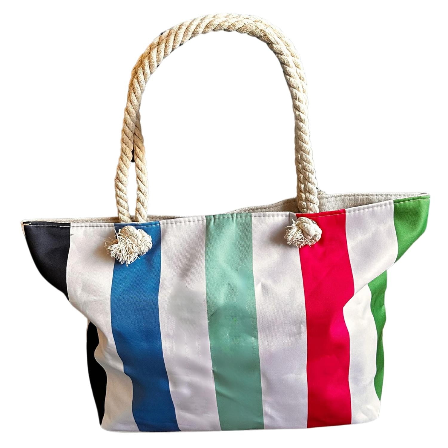 Auckland Outdoor - Bolso Playa Lona Algodón Lineas Con Cierre Y Bolsillo Multicolor 1