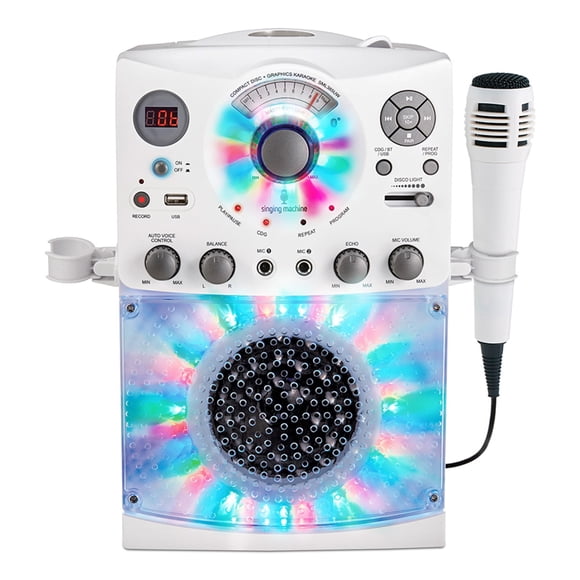 Máquina de karaoke para cantar portátil con micrófono con cable, color blanco