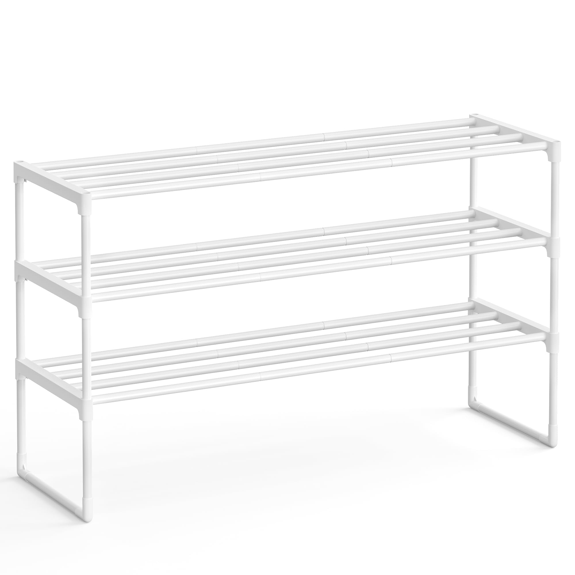 Estante Para Zapatos Songmics, 3 Niveles, Metal, 16 A 20 Pares, Color Blanco Perla