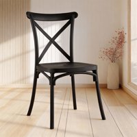 Venhoouse - Silla Crossback Para Comedor Apilables De Polipropileno Negra