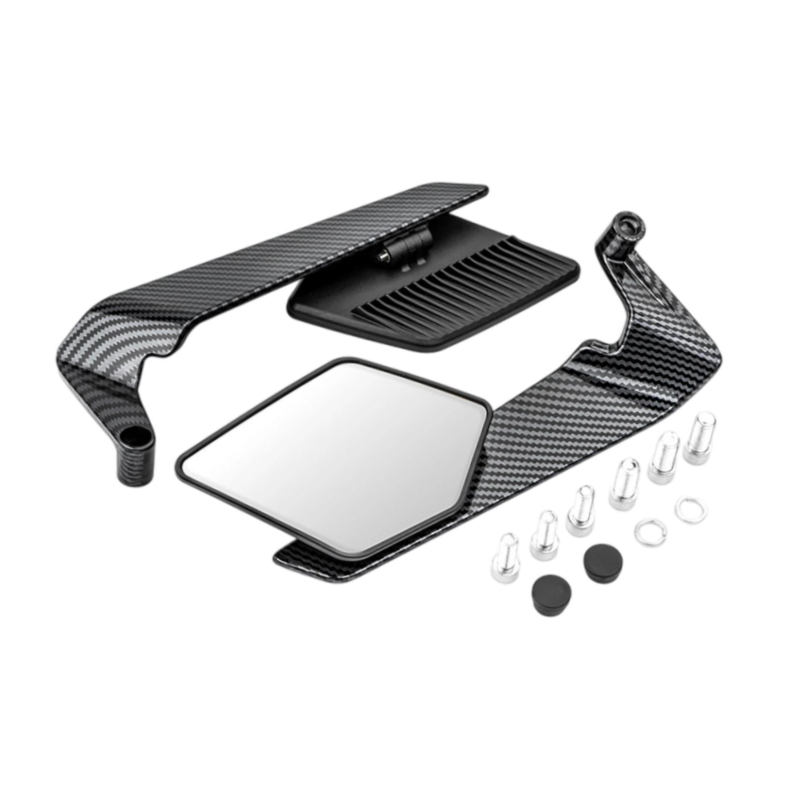 Magideal - Espejos Retrovisores Genéricos Para Motocicleta, Retrovisores Laterales Tipo De Viento, Accesorios Elegantes, Fácil Instalación, Ángulo De Visión Negro Gris