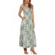 thumbnail image 2 of INSPIRE CHIC Vestido de verano estampado para mujer con tirantes finos, escote cuadrado, corte en línea A, vestido largo maxi M Verde, 2 of 6