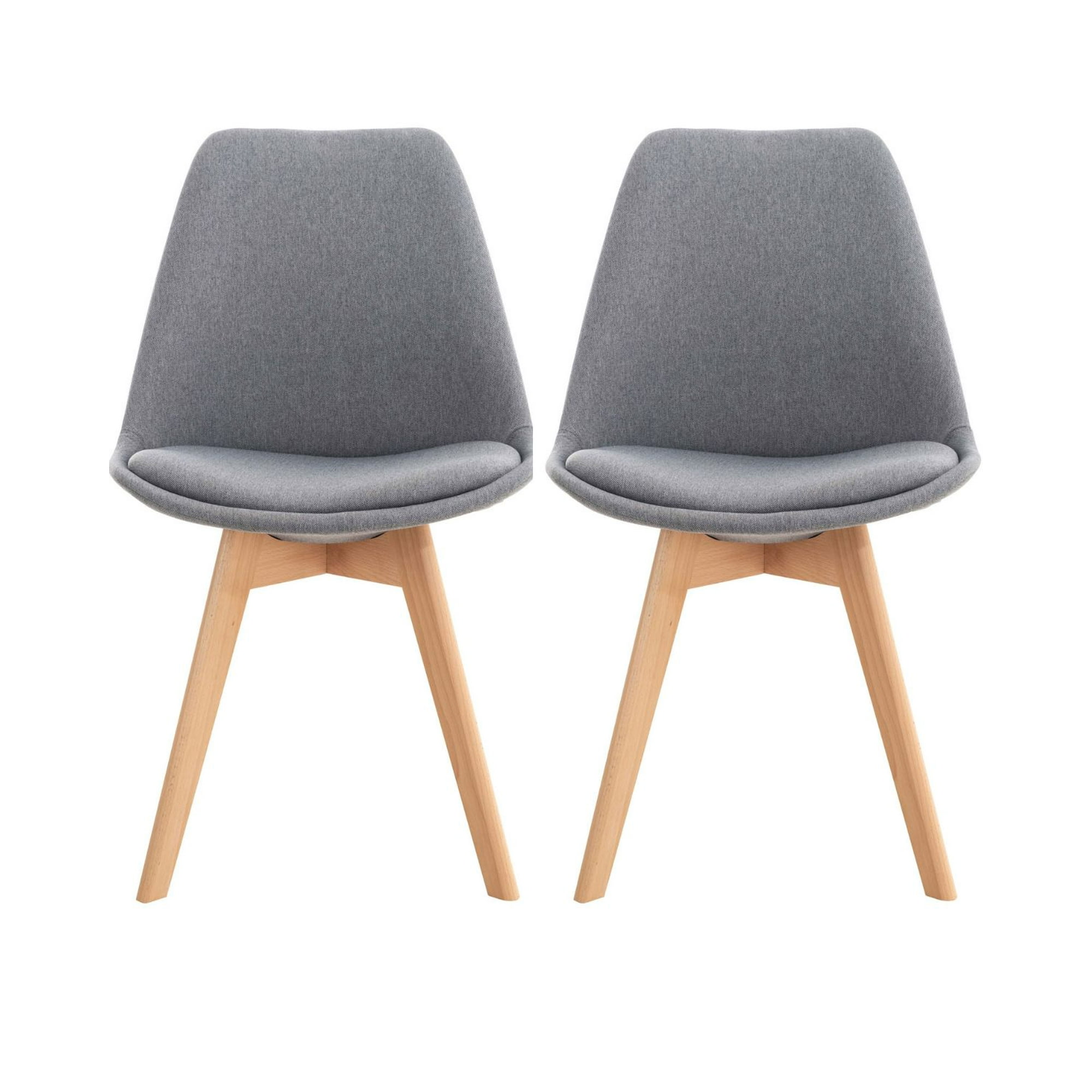 Habita2 Chile - Pack 2 Sillas Para Comedor Tulip Tapiz Lino Base Madera - Gris