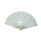 thumbnail image 2 of Abanico de mano Feng Shui Import blanco con bordado de flores doradas, 2 of 5