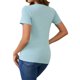thumbnail image 3 of INSPIRE CHIC Camisetas de lactancia de manga corta de punto acanalado para mujer, parte superior de lactancia materna cruzada, grande, azul, 3 of 6