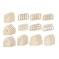 Ioensy - 48 Uds. Ventana De Puerta De Hadas De Madera, Ventana De Puerta De Jardín Diy Para Pintura De Cumpleaños, Estilo Retro