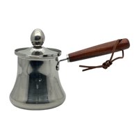 Magideal - Cafetera Turca Con Mango De Madera Cómoda Y Pico Vertedor Olla De Leche Derretidor De Mantequilla Y Sartén Para Salsas De Acero Inoxidable Resistente 720 Ml