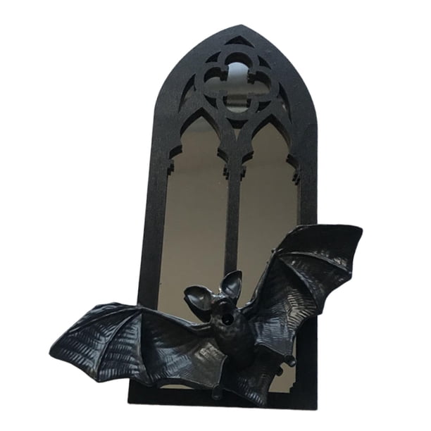 Espejo De Pared Con Diseño De Murciélago Y Arco Gótico De Madera Para Interiores Y Exteriores, Ideal Para Fiestas En Casa, 1 Murciélago