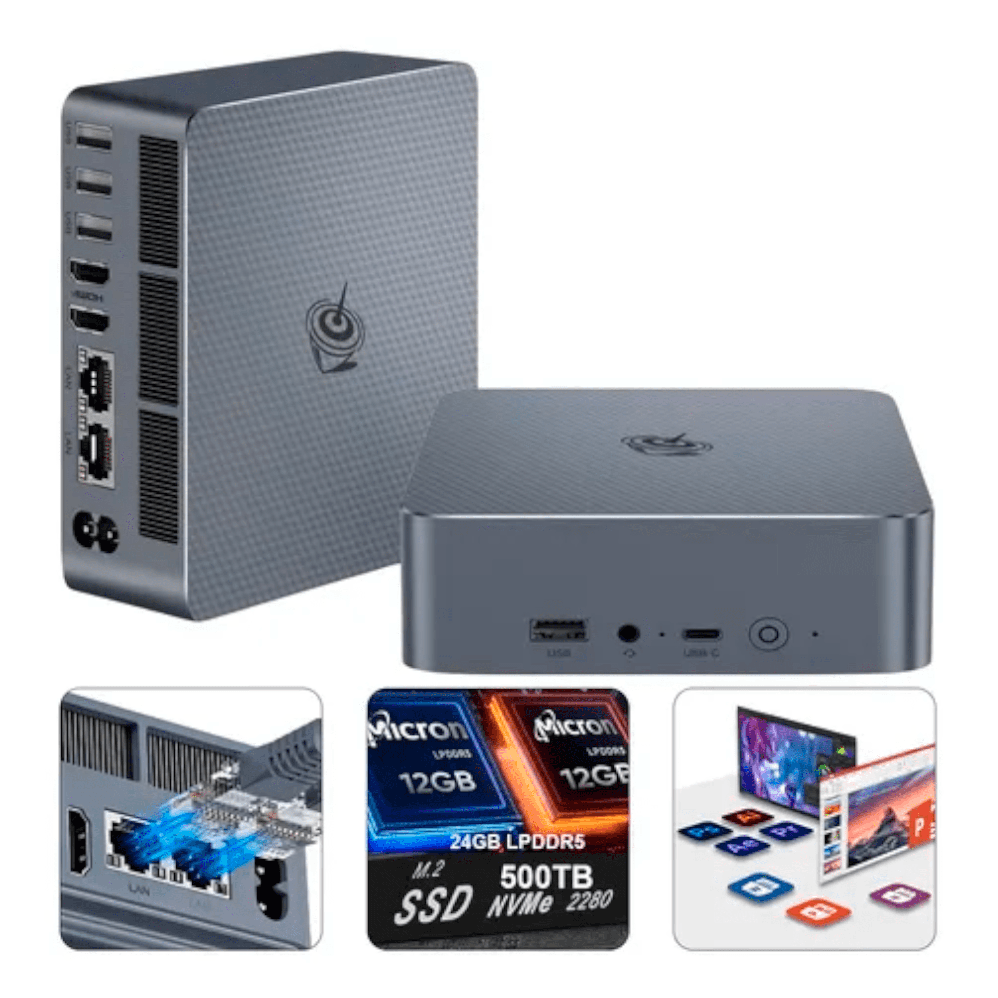 Aspor - Mini Pc Beelink Eqi12 Intel Core I3 1220p 24gb Ram Ssd 500gb