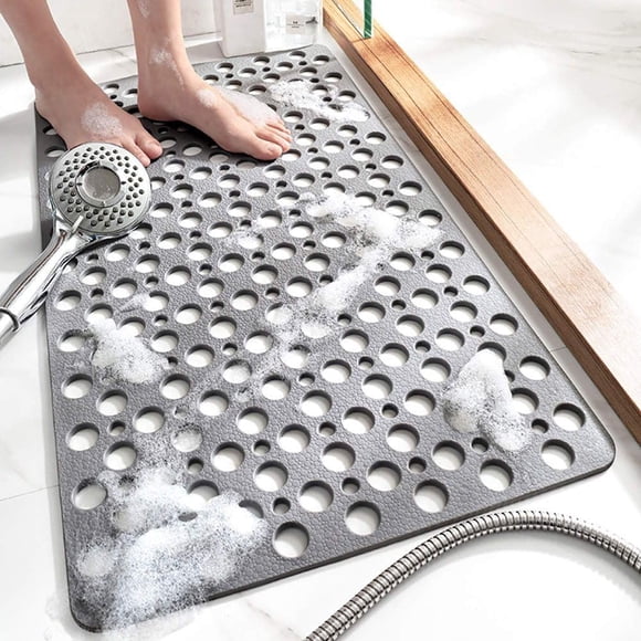 Alfombra de ducha TEMIR antideslizante de 75 x 43 cm, suave y lavable a máquina, color gris