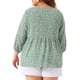thumbnail image 3 of Blusa Babydoll de Talla Grande para Mujer de Agnes Orinda Cuello Cuadrado Manga 3/4 Estampado Floral Peplum Talla 3X Verde, 3 of 6