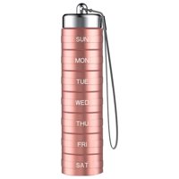 Ioensy - Pastillero Diario Sellado Con 7 Compartimentos Apilable Para Deportes De Acampada, Oro Rosa