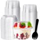 thumbnail image 1 of Vasos de plástico Tiaiidi Pack de 50 unidades 360 ml con tapas tipo cúpula y cucharas, 1 of 7