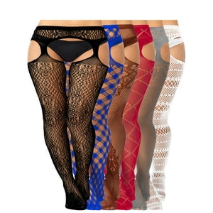 Medias De Red Skylety Para Mujer, Talla Grande, 6 Pares