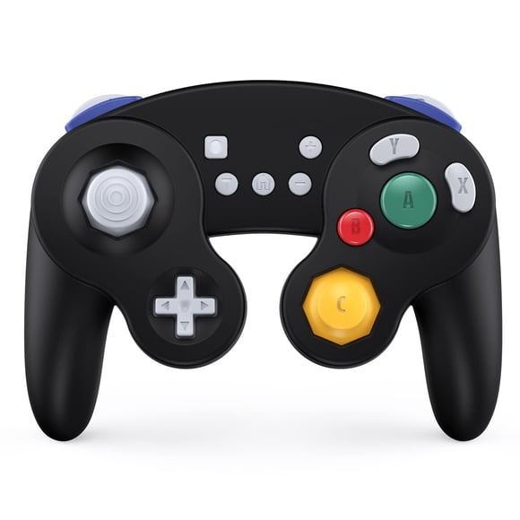 Controlador EXLENE GameCube para Switch, inalámbrico Pro para Nintendo Switch/Lite/PC/Android/iOS/Steam, con activación, movimiento, vibración ajustable, turbo y auto‑turbo (versión mejorada, negro)