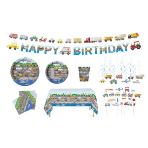Kiosclub - Set Decoración Fiesta Transportation Theme 24 Personas 1 Un