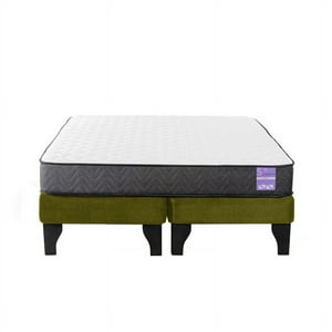 5° Sueño - Cama Europea 2 Plazas 150X190 Cm Base Colchón Negro Verde