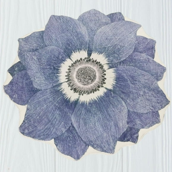 Alfombra de felpa con antideslizante - flor azul oscuro