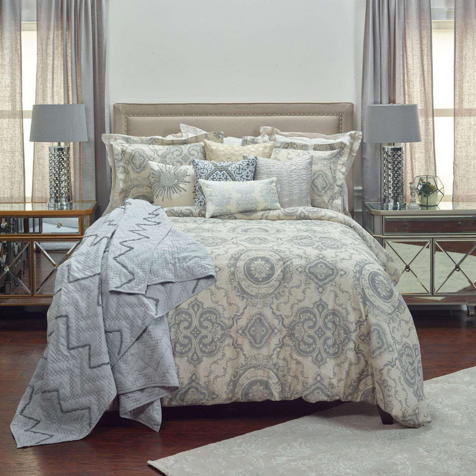 Funda Nórdica Rizzy Home Bt4194 Bennington 70 X 86 Cm, Marrón, Neutro Y Gris