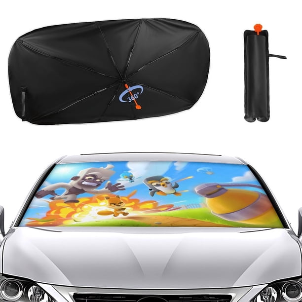 Arena de Batalla del Zoológico Sombrilla Solar para Auto - Protector de Parabrisas Plegable | Cortina Solar Delantero | Bloqueo UV y Aislamiento de Calor 133x73cm