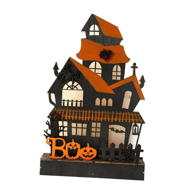 Utilería de calabaza para Halloween, decoración de escritorio con murciélagos, telaraña de calabaza, elementos clásicos de Halloween, Festival con luz