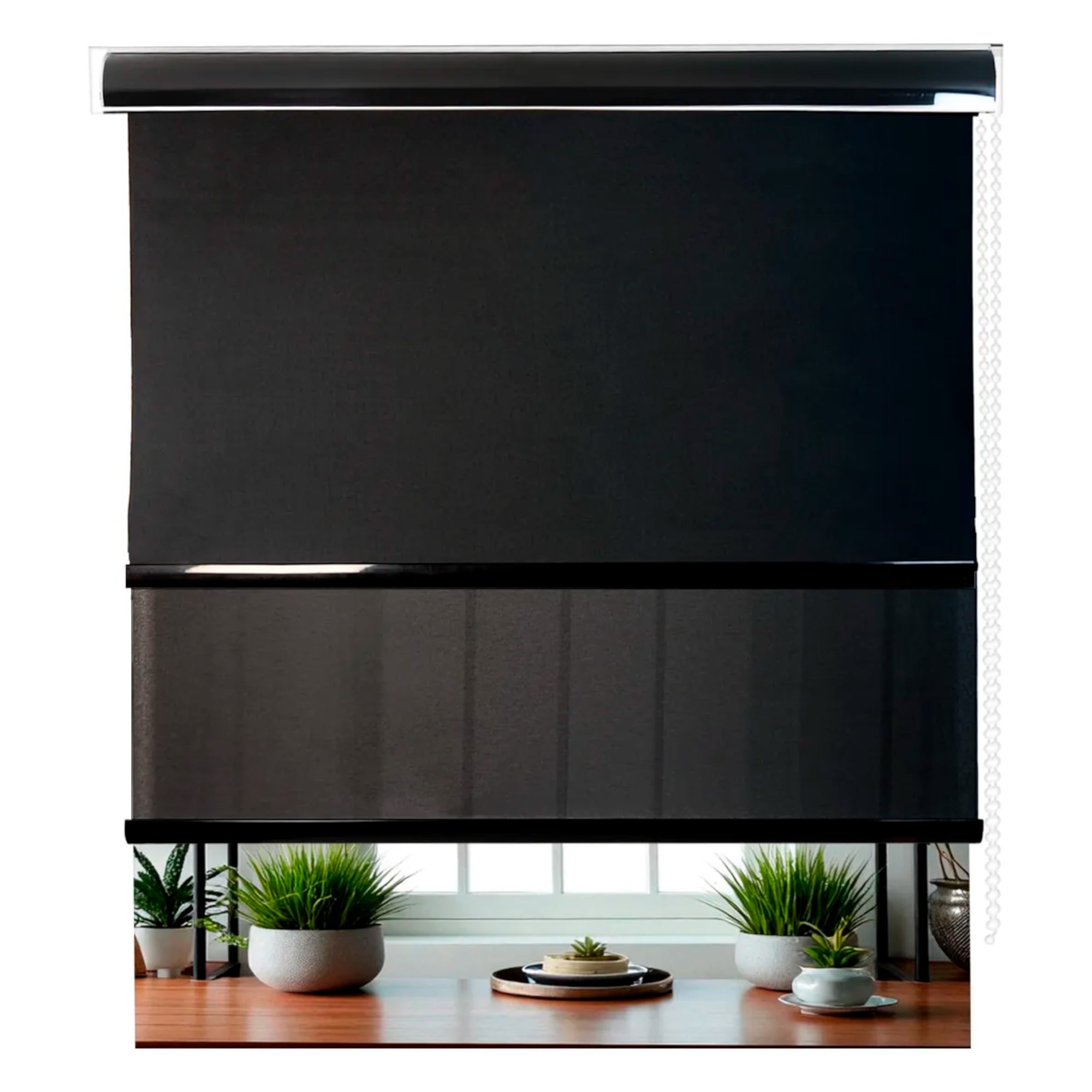 Cortina Roller Blackout Doble Visillo Cenefa Beiti 120x200