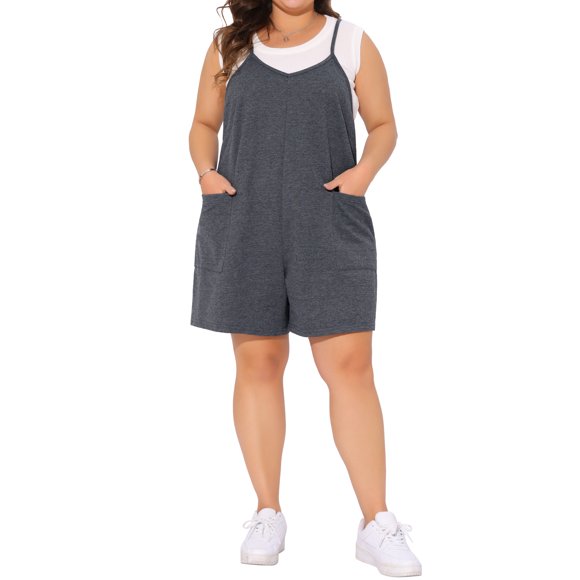 FAB CURVES Mono sin mangas con tirantes finos de verano para mujer de talla grande 4X Gris