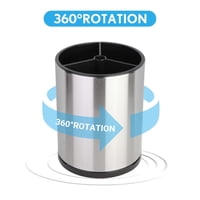 Xusx111 - Portador De Utensilios De Cocina Extra Grande 360 ° Giratorio Para El Organizador Del Mostrador De Acero Inoxidable Almacenamiento Cocina Plata Caddy 3 Compartimiento Platos Cuchara Espátula