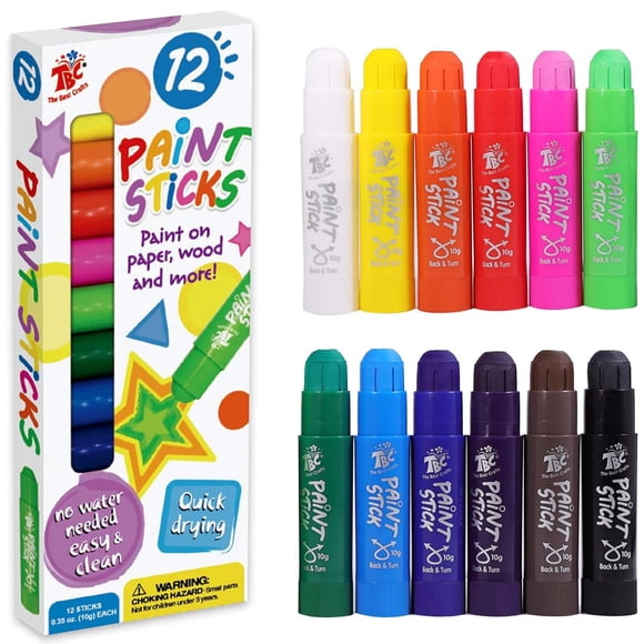Palitos de pintura TBC The Best Crafts, 12 colores clásicos para niños