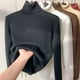 thumbnail image 3 of Suéter de cuello alto para mujer, top de otoño e invierno con forro polar, interior grueso, negro, camisa de manga larga para mujer, 3 of 6