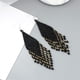 thumbnail image 2 of Largo Beaded Tassel Earring – Big Boho Native Hecho a mano Bead Dangle Earrings Bohemian Large Statehombrest Beaded Drop Fringe Earrings para mujeres Girls Teens Elegante Jewelry Gift(Negro), 2 of 3