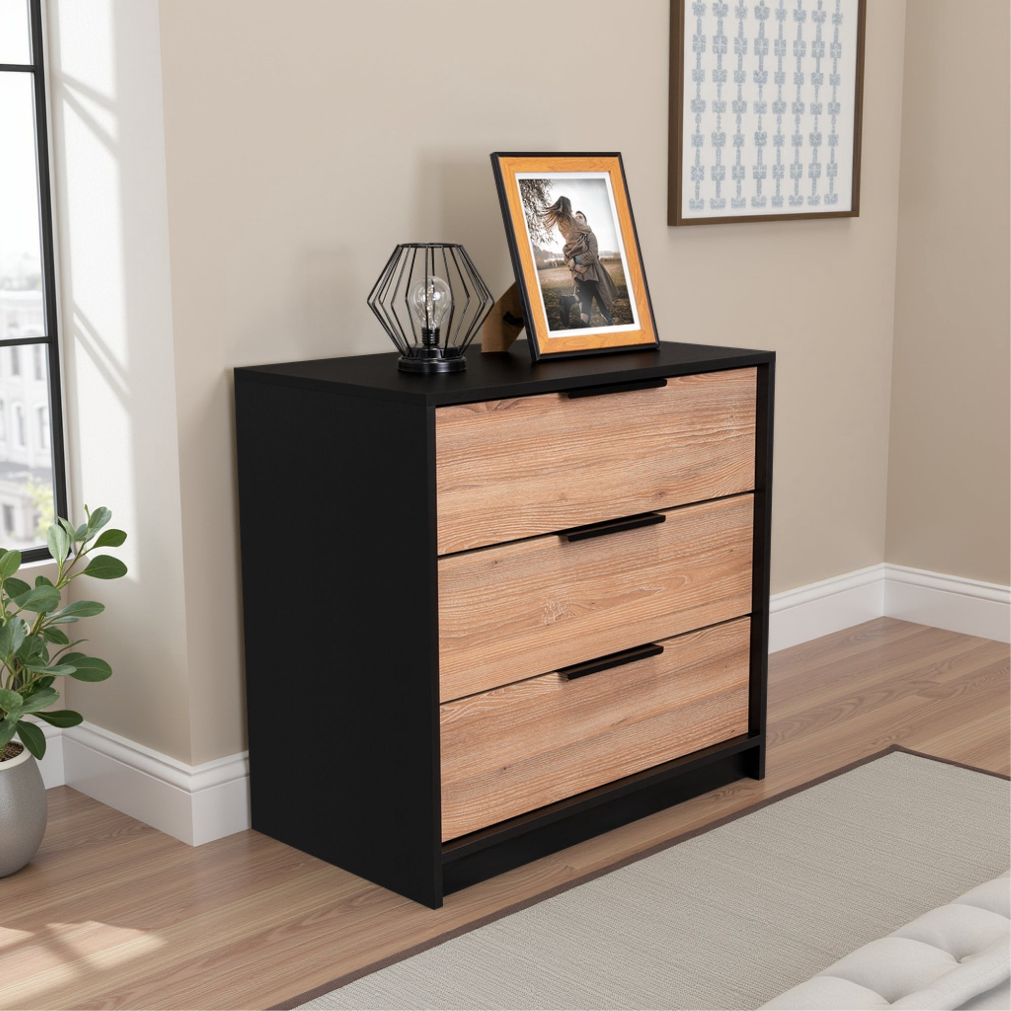 Tuhome - Cómoda Kaia 3 Cajones - Wengue Y Miel