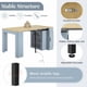 thumbnail image 3 of Mesa de comedor extensible con 3 hojas medias extraíbles, mesa móvil de isla rodante con toma de corriente, gabinete de ahorro de espacio con almacenamiento para el comedor, 3 of 6