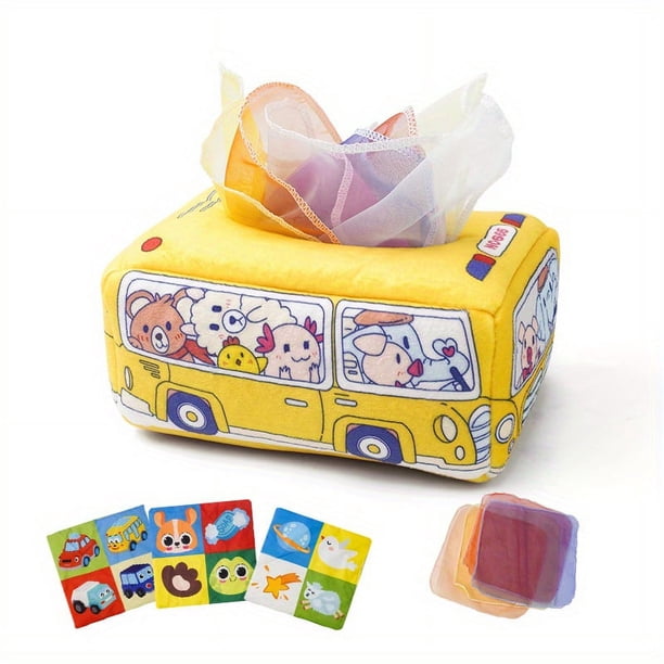 Baby Draw Tissue Toys, Draw Music, Tear Not Rotten Tissue Box For 6 Months+ Baby Learning 0-1 Years Old Intellectual Early Education, Montessori Children's Early Education Pure Cloth Toys