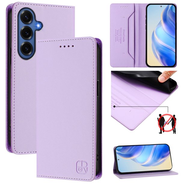 Funda Billetera con Soporte para Samsung Galaxy S26 Plus Bloqueo RFID Plegable Morado claro