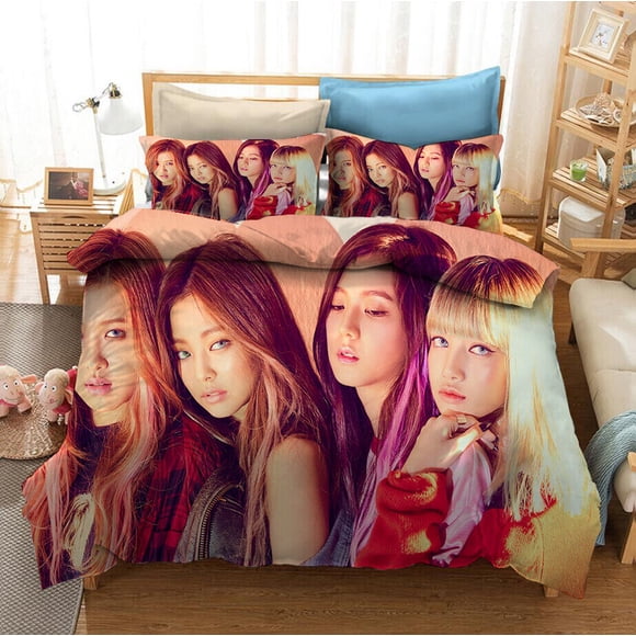 Blackpink Kpop Printed Bedding Set 3-piece Duvet Cover Pillowcase 3-Piece Bedding Set (1 Duvet Cover + 2 Pillow Shams)