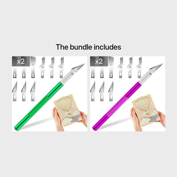 1pc Craft Knife With 9PCS Exacto Knife Blades Refills (#11, 16, 17), Exacto Knife And Extra Blades For Beginners, Precision Hobby Knife For Carving Fondant, Scrapbooking, Stencils