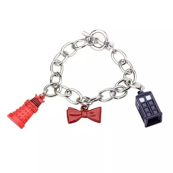 Brazalete Body Vibe Doctor Who Charm Pajarita, TARDIS & Dalek