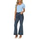 thumbnail image 2 of INSPIRE CHIC Blusa de cuadros para el regreso a clases de mujer con cuello redondo, volantes y mangas abullonadas, talla S, azul, 2 of 6