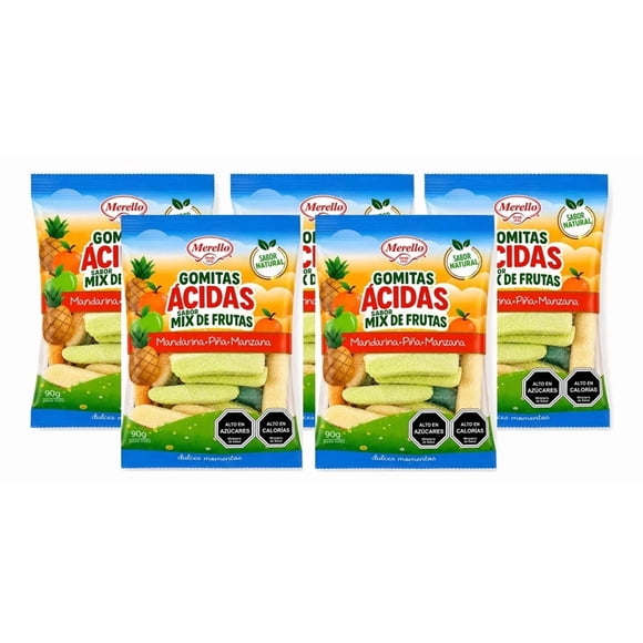 Pack Gomitas ácidas Mix Frutas 5 un x 90gr