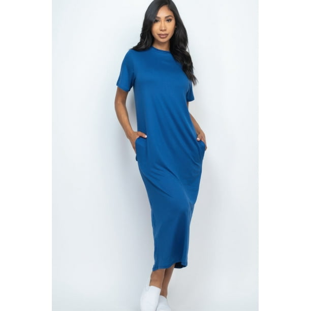 Vestido Estilo Camiseta con Bolsillos Laterales