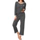 thumbnail image 1 of Conjunto de Pijama de Encaje para Mujer INSPIRE CHIC, Conjunto de 2 Piezas de Manga Larga a Rayas, Conjunto a Juego Lindo 2026 Otoño Invierno XL Negro, 1 of 6