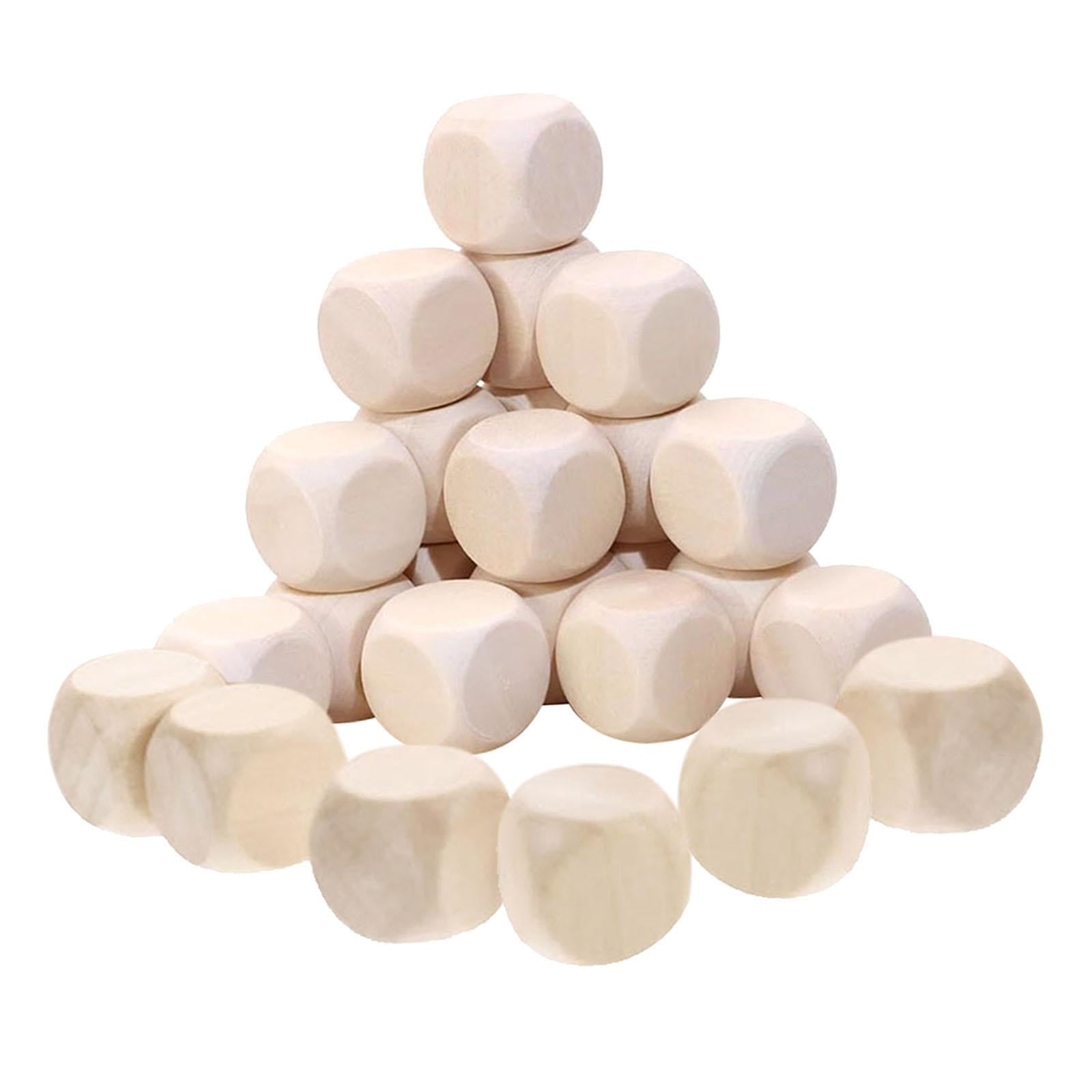 Bothyi - 25 Dados De Madera En Blanco Para Fiestas, Juego De Madera Sin Terminar, Para Dormitorios, Escuelas Y Adultos.