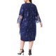 thumbnail image 3 of Vestido de encaje floral de 2 capas para mujer de talla grande Agnes Orinda, cuello redondo, manga acampanada de 3/4, vestido elegante para fiesta de cóctel y boda, 2X azul oscuro, 3 of 6