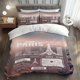 thumbnail image 1 of Paris Information Card Themed Bedding Set Including Duvet Cover And Pillowcases. Soft, 1 of 5