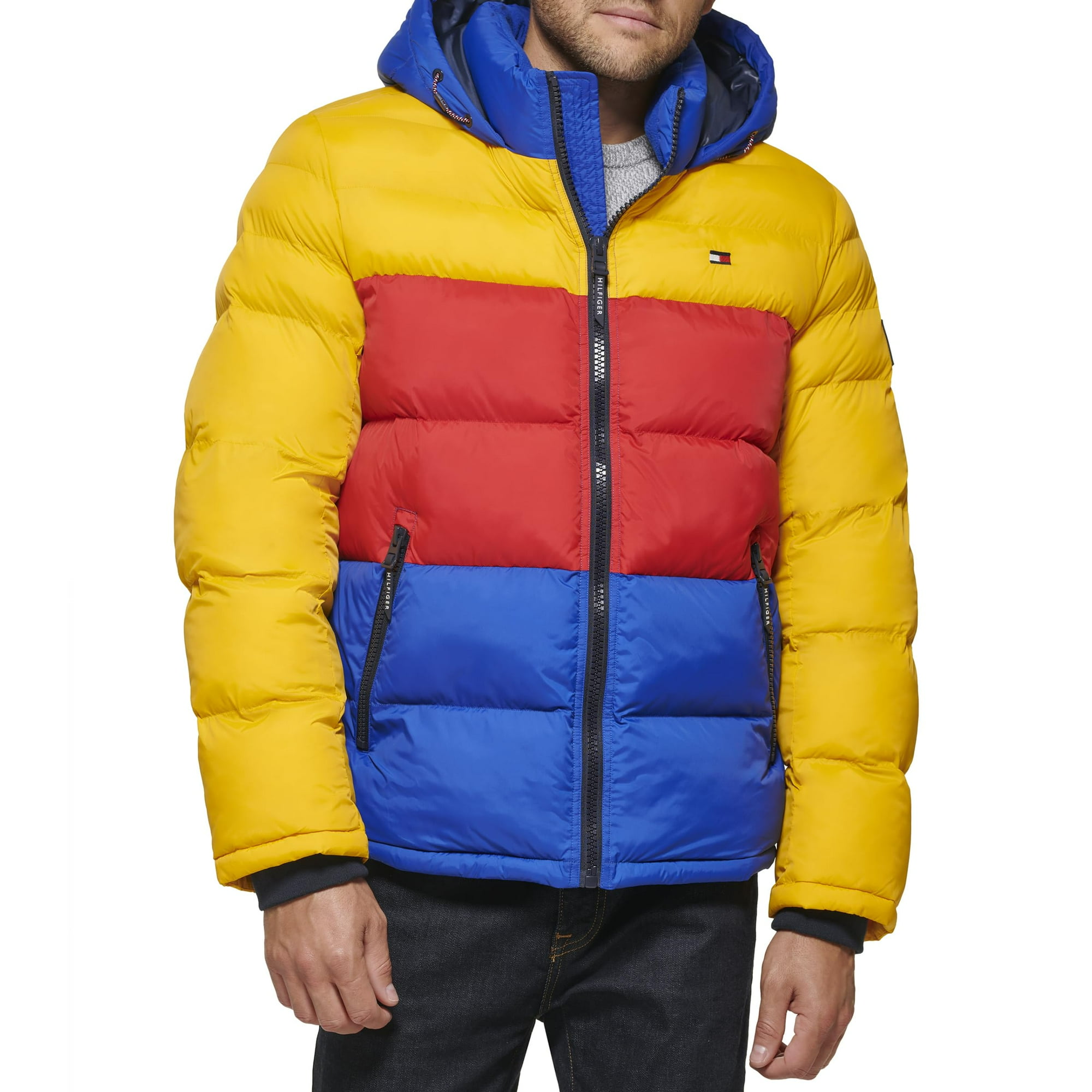 Chaqueta Tommy Hilfiger Con Capucha Para Hombre, Color Amarillo/rojo/azul