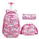 thumbnail image 1 of Girls School Backpack Child Wheeled Bag Set for Boys Roller Bag Rolling Luggage School Trolley Backpack with Lunch Bag Insulated, 1 of 3