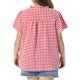 thumbnail image 3 of Agnes Orinda Blusa de Cuadros para Mujer de Talla Grande con Lazo Frontal, Volantes, Cuello en V, Manga Corta, Camisa de Verano Casual Elegante 2X Roja, 3 of 6