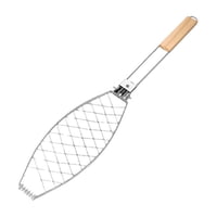 Xusx111 - Cesta De Pescado De Barbacoa De Acero Inoxidable, Gran, Plata Gran Estante De Parrilla De Pescado Para Parrilla De Pescado Verduras Camarones, Cesta Plegable De Parrilla De Acero Inoxidable